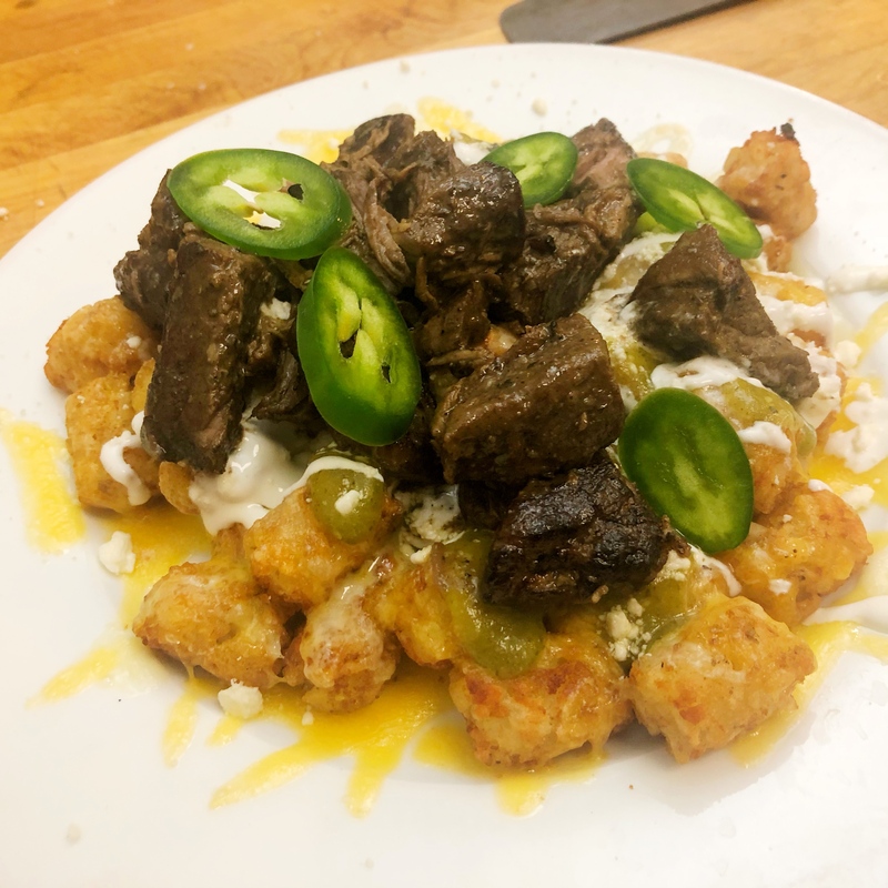 Carnitas pork totchos