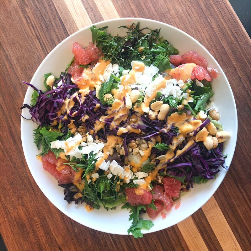 Grapefruit salad with Thai coconut curry&nbsp;dressing